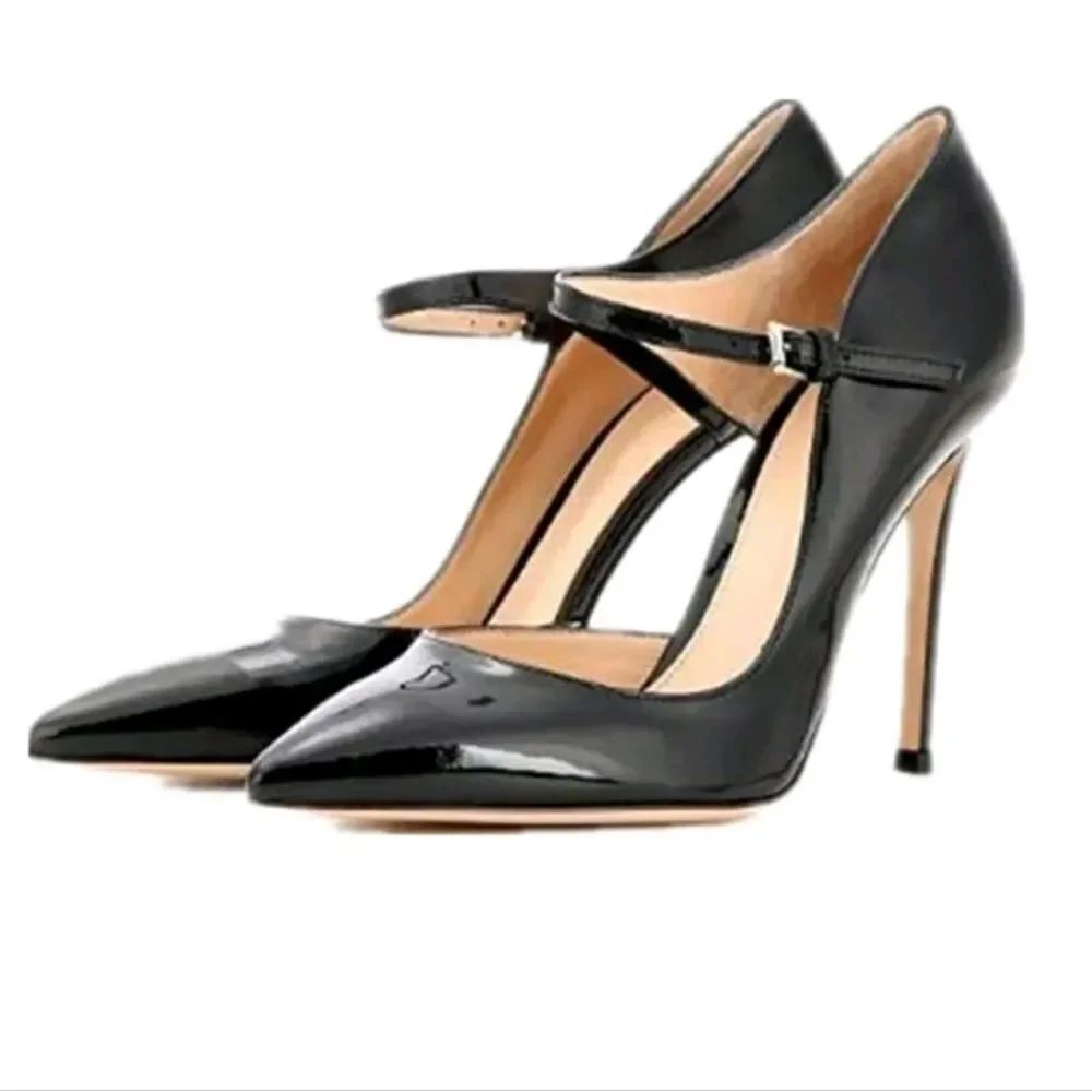 BRAND NEW WILD DIVA HIGH HEEL PUMP METAL POINTY TOE BUCKLE ANKLE STRAP SHOE